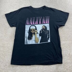 Aaliyah Graphic T-Shirt Unisex Large Black Pink Gradient R&B Music Tee